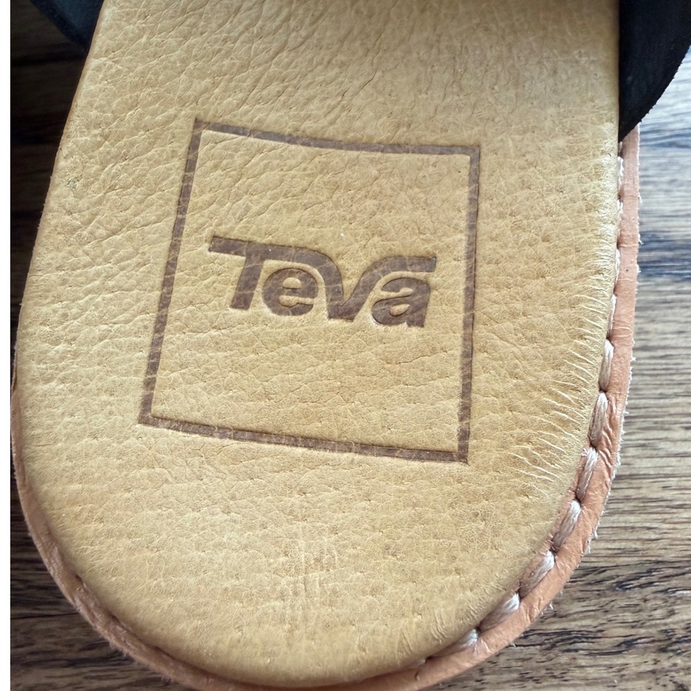 Teva Elzada Slide Lea Black Leather Strappy Sandals 1020306 Womens 7.5 - Picture 8 of 13